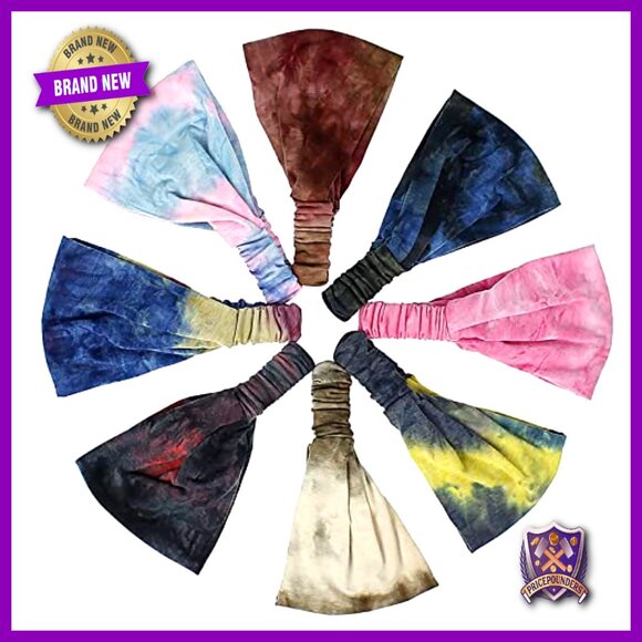 8 Pack Boho Headbands Wide Turban Wrap Elastic Hair Accessories Women main image 4